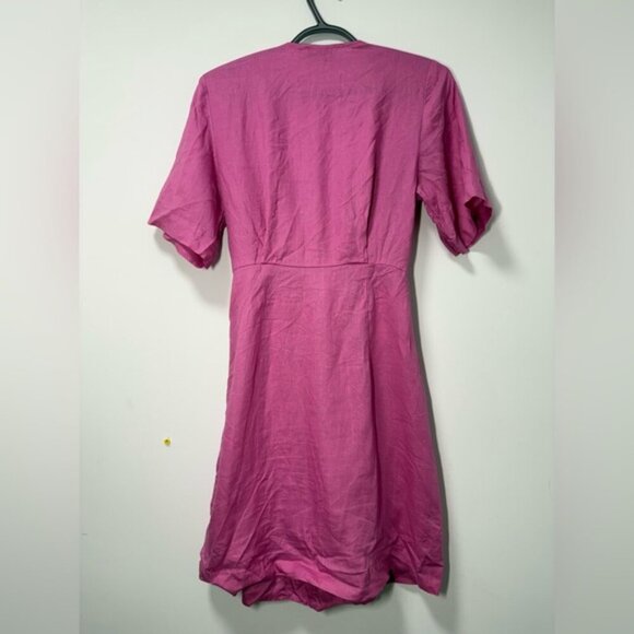 & OTHER STORIES PINK LINEN DIAGONAL WRAP DRESS SIZE EU 36 - Picture 10 of 14